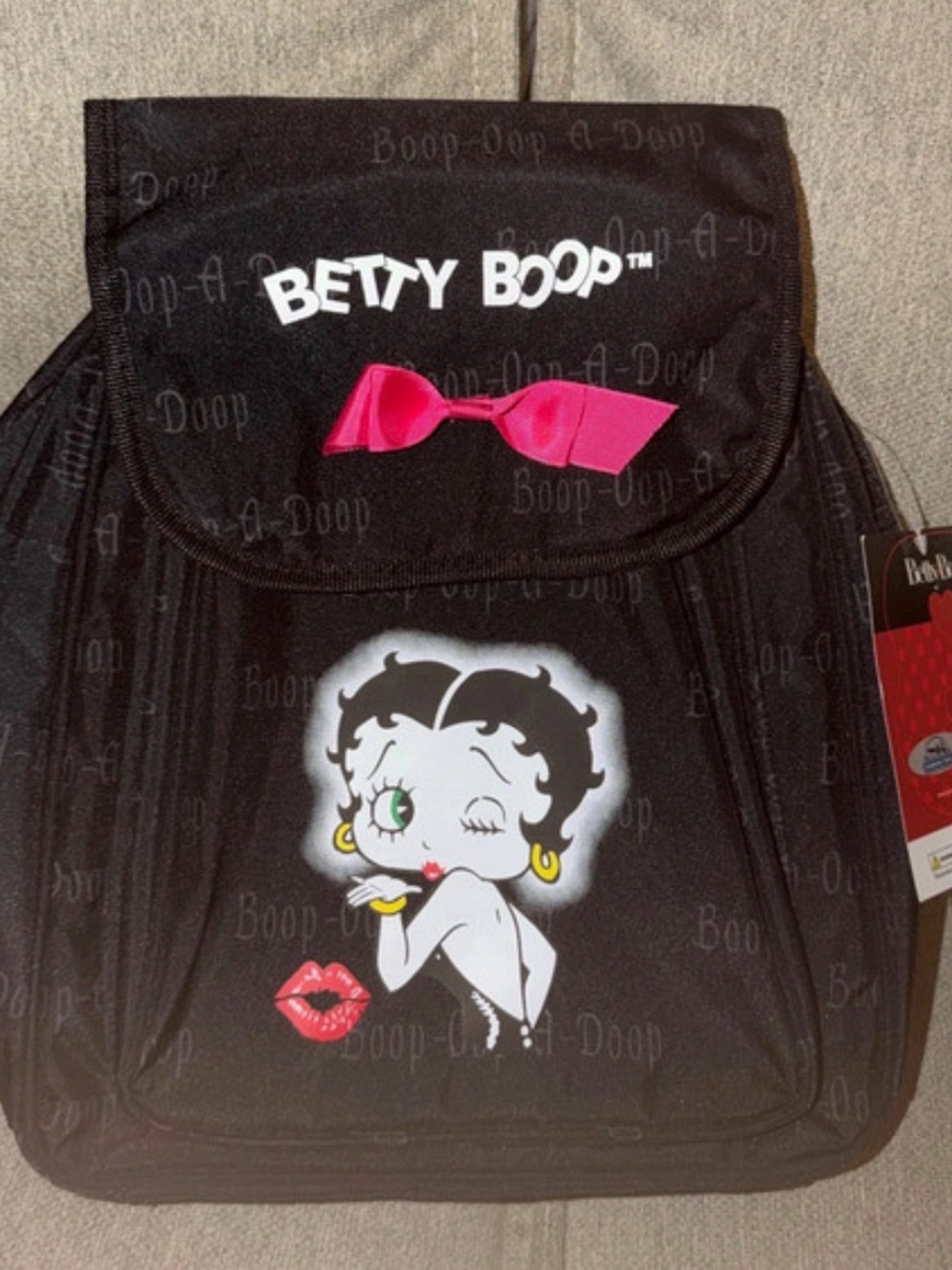 Betty Boop Black Backpack with Hot Pink Bow Accent